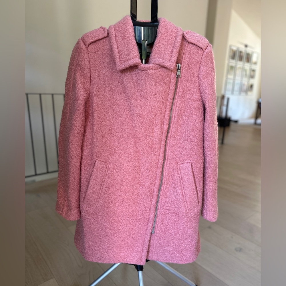 LOFT Textured Wool Moto Pea Coat Sutton Pink Medium - Picture 5 of 10